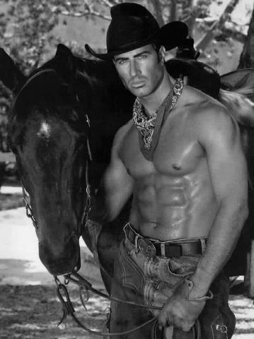 hot shirtless cowboy with horse