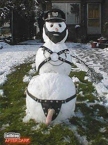 funny sex picture snowman with strap on and leather harness